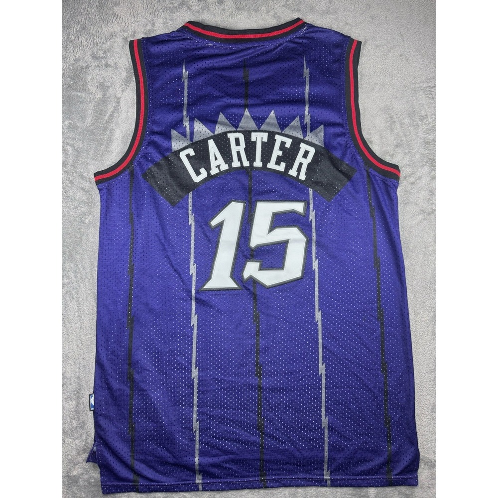 VTG Nike Vince Carter #15 Toronto Raptors Jersey Dino Purple Size L +2 Y2K NBA - Picture 13 of 16